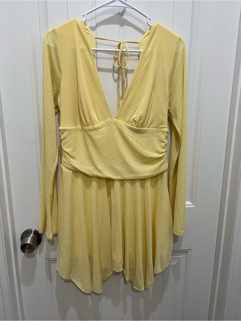 wild fable Pale Yellow Long-Sleeve V-Neck Mini Dress